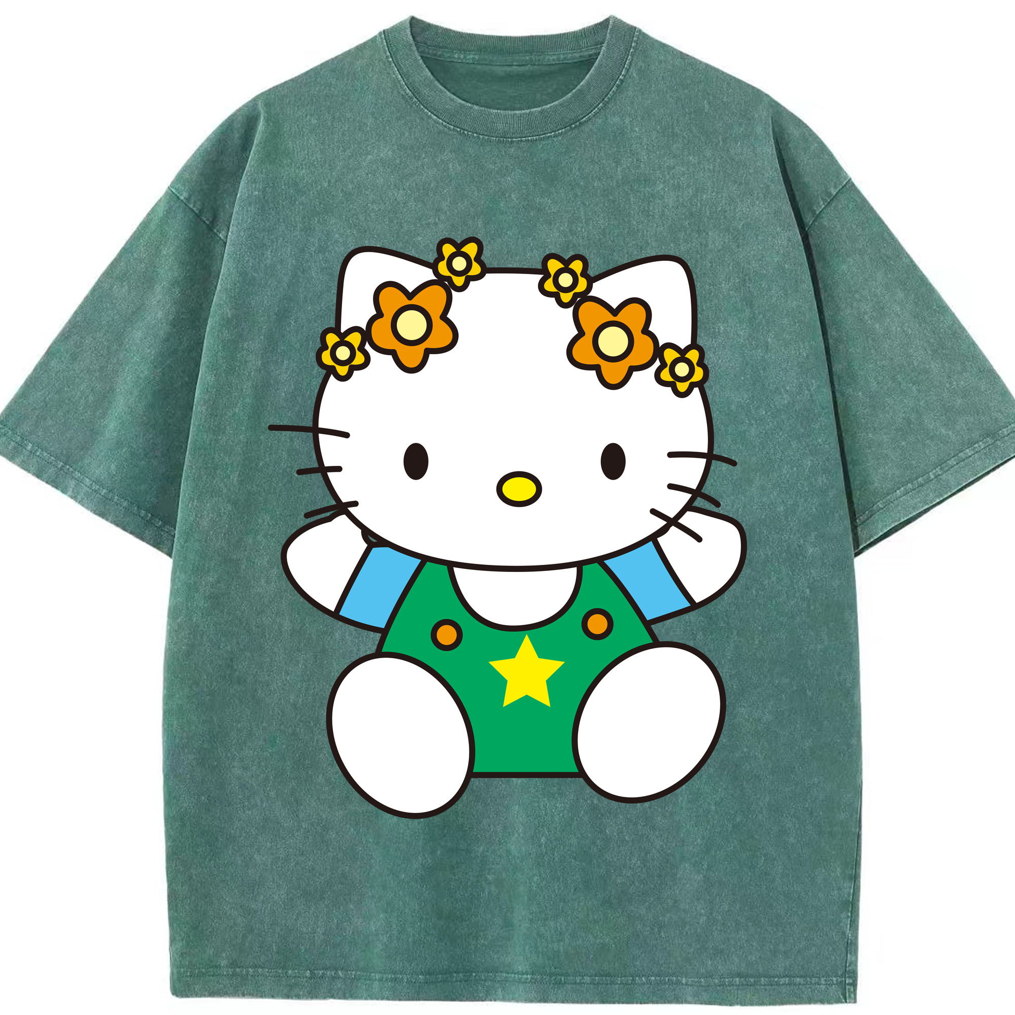 （画像用） Hello Kitty ハローキティ 綿100% ヴィンテージ風 半袖Tシャツ（フロントプリント）